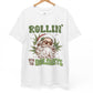 Rollin’ Into The Holidays Santa T-Shirt Christmas Stoner Graphic Tee - Bold Printed Tees