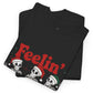 Feelin’ Jolly Skeleton Holiday Christmas Themed T-Shirt - Bold Printed Tees