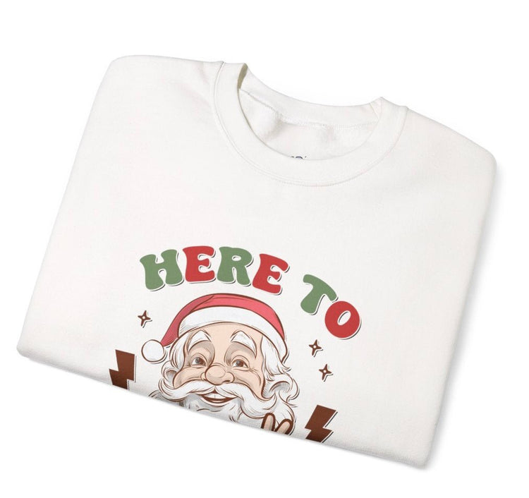 Here To Sleigh Santa Funny Chill Holiday Crewneck Sweatshirt - Bold Printed Tees