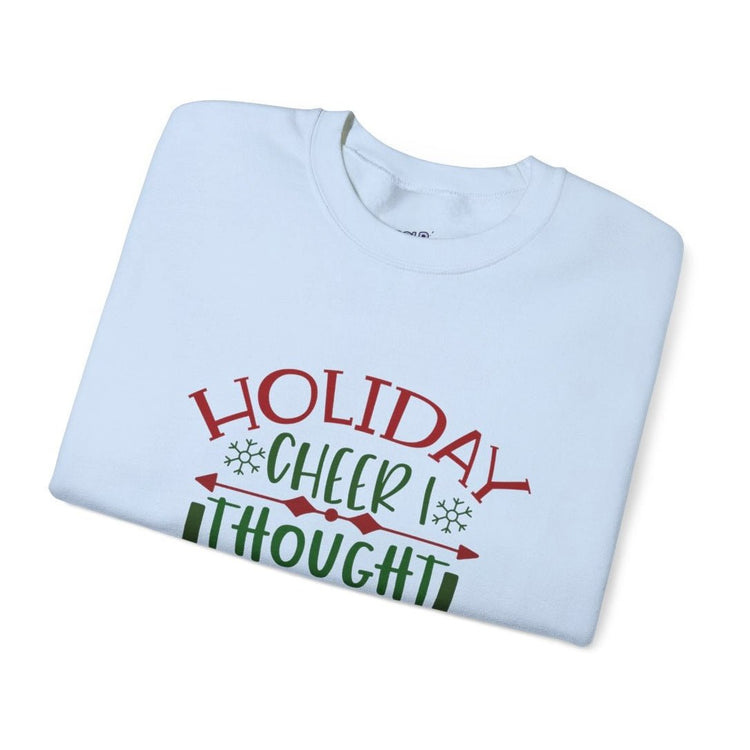 Holiday Cheer I Thought You Said Beer Funny Holiday Crewneck Sweatshirt - Bold Printed Tees