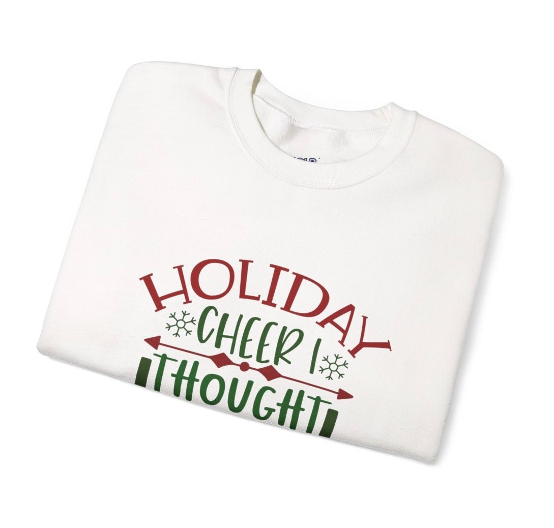 Holiday Cheer I Thought You Said Beer Funny Holiday Crewneck Sweatshirt - Bold Printed Tees