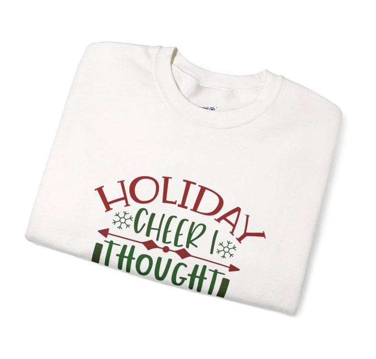 Holiday Cheer I Thought You Said Beer Funny Holiday Crewneck Sweatshirt - Bold Printed Tees
