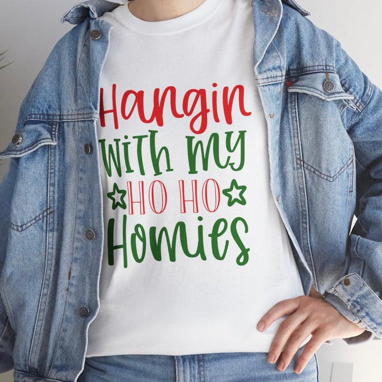 Hangin’ with My Ho Ho Homies Christmas T-Shirt Holiday Graphic Tee - Bold Printed Tees