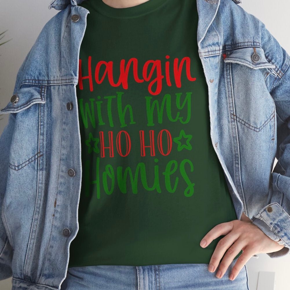 Hangin’ with My Ho Ho Homies Christmas T-Shirt Holiday Graphic Tee - Bold Printed Tees