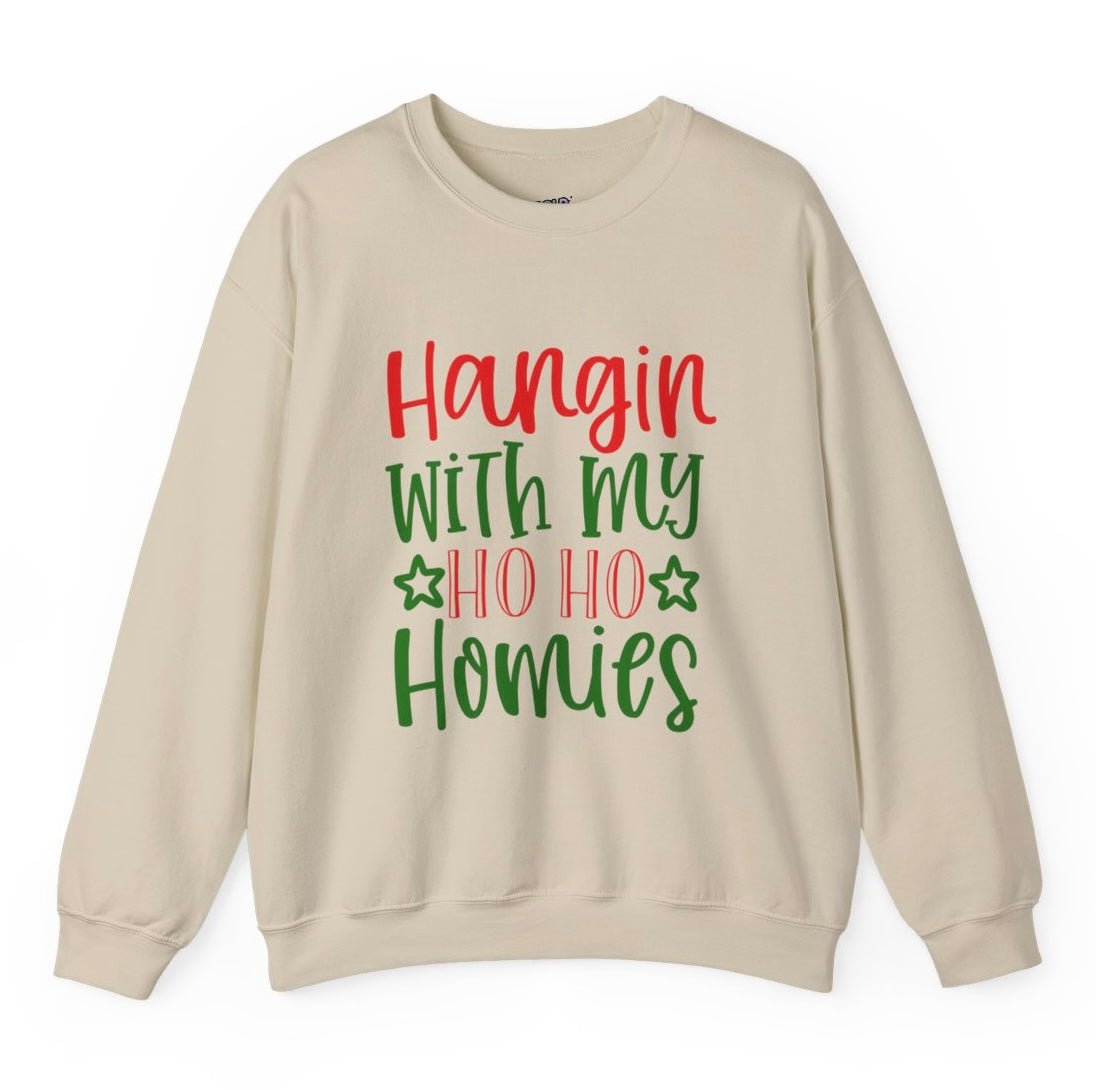 Hangin’ With My Ho Ho Homies Christmas Holiday Crewneck Sweatshirt - Bold Printed Tees