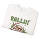 Rollin Into The Holidays Funny Stoner Santa Christmas Sweatshirt - Bold Printed Tees
