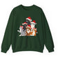 Christmas Cat Crewneck Sweatshirt | Festive Holiday Cats in Santa Hats - Bold Printed Tees