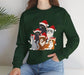 Christmas Cat Crewneck Sweatshirt | Festive Holiday Cats in Santa Hats - Bold Printed Tees