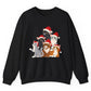 Christmas Cat Crewneck Sweatshirt | Festive Holiday Cats in Santa Hats - Bold Printed Tees