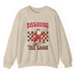 Dashing Through The Snow Skateboarding Santa Holiday Christmas Crewneck - Bold Printed Tees