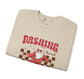 Dashing Through The Snow Skateboarding Santa Holiday Christmas Crewneck - Bold Printed Tees