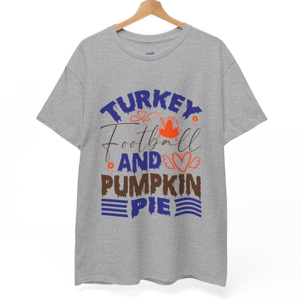Turkey Football and Pumpkin Pie Thanksgiving Holiday Shirt - Bold Printed Tees