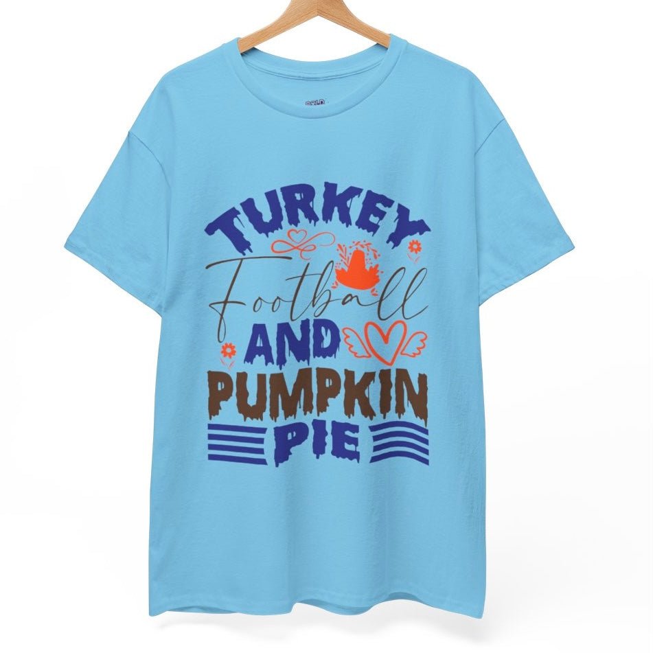 Turkey Football and Pumpkin Pie Thanksgiving Holiday Shirt - Bold Printed Tees