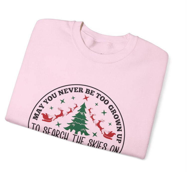 Christmas Eve Search The Skies Magic Holiday Crewneck Sweatshirt - Bold Printed Tees