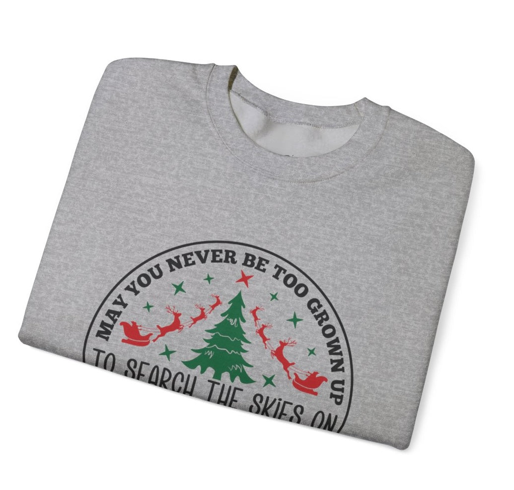 Christmas Eve Search The Skies Magic Holiday Crewneck Sweatshirt - Bold Printed Tees