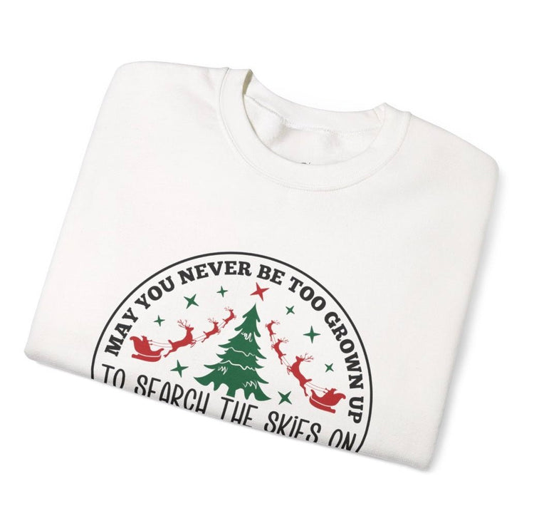 Christmas Eve Search The Skies Magic Holiday Crewneck Sweatshirt - Bold Printed Tees