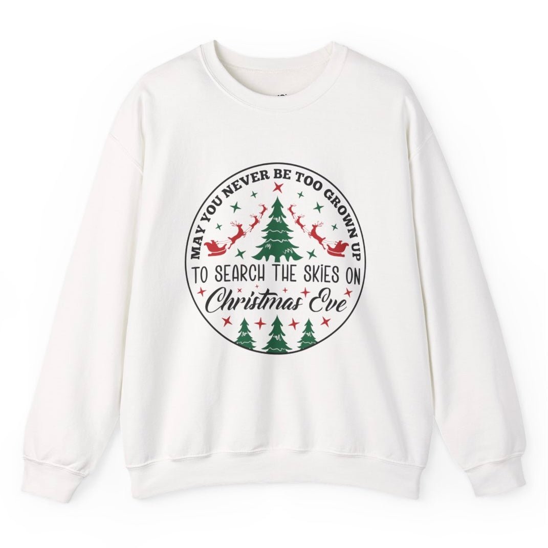 Christmas Eve Search The Skies Magic Holiday Crewneck Sweatshirt - Bold Printed Tees