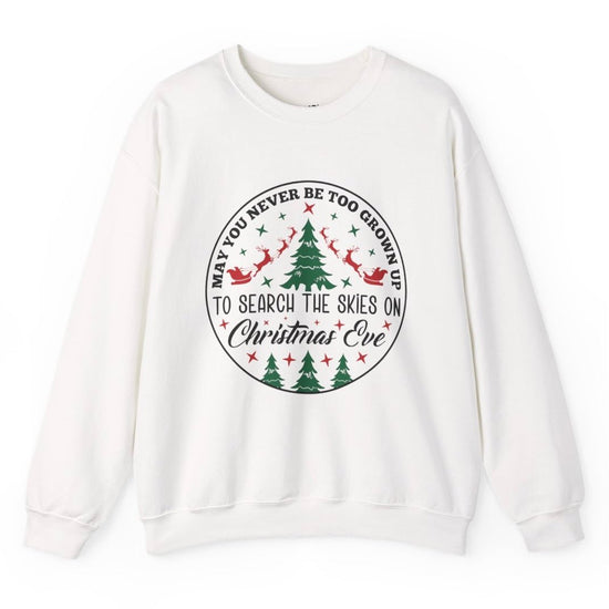 Christmas Eve Search The Skies Magic Holiday Crewneck Sweatshirt - Bold Printed Tees
