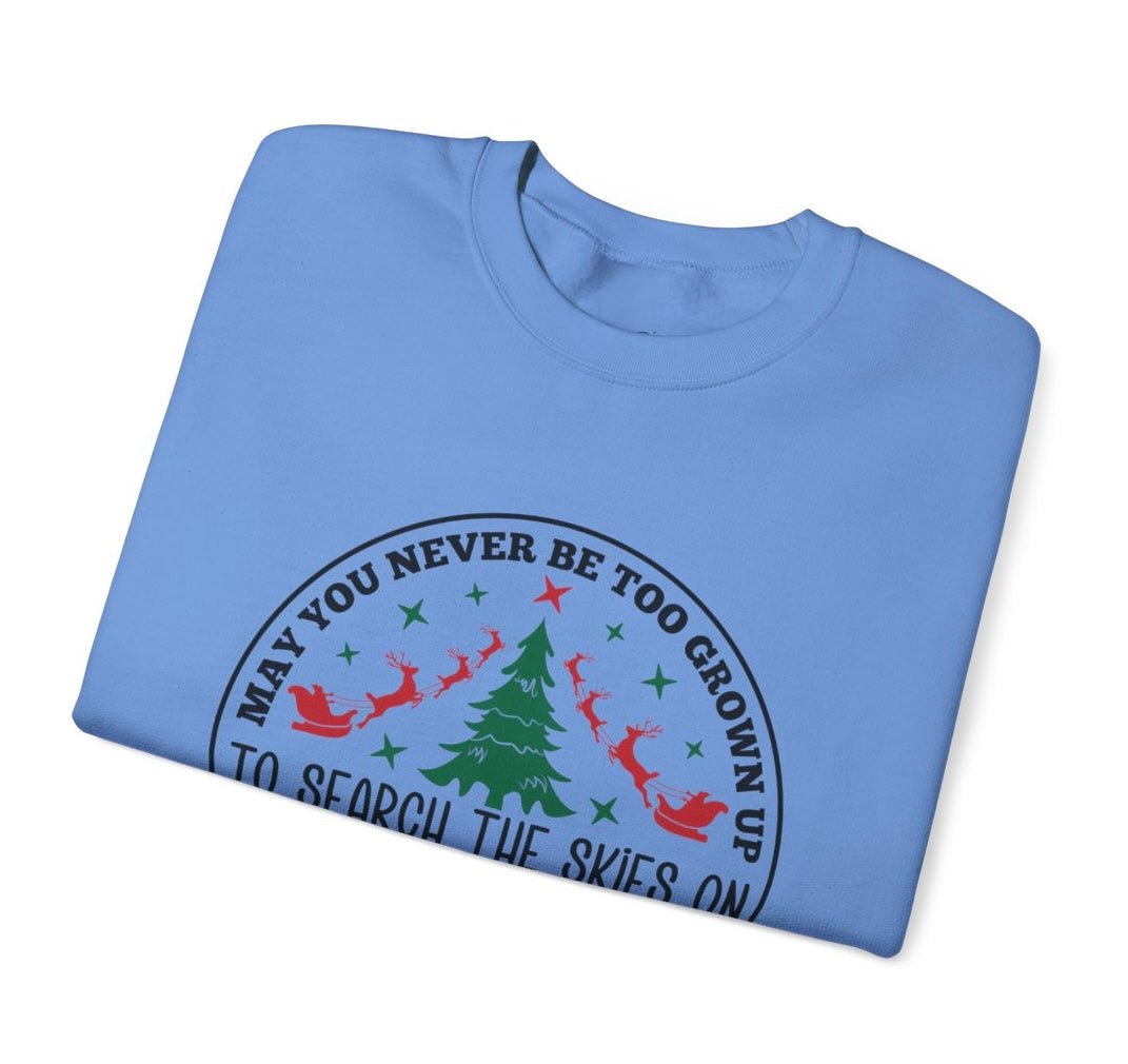 Christmas Eve Search The Skies Magic Holiday Crewneck Sweatshirt - Bold Printed Tees