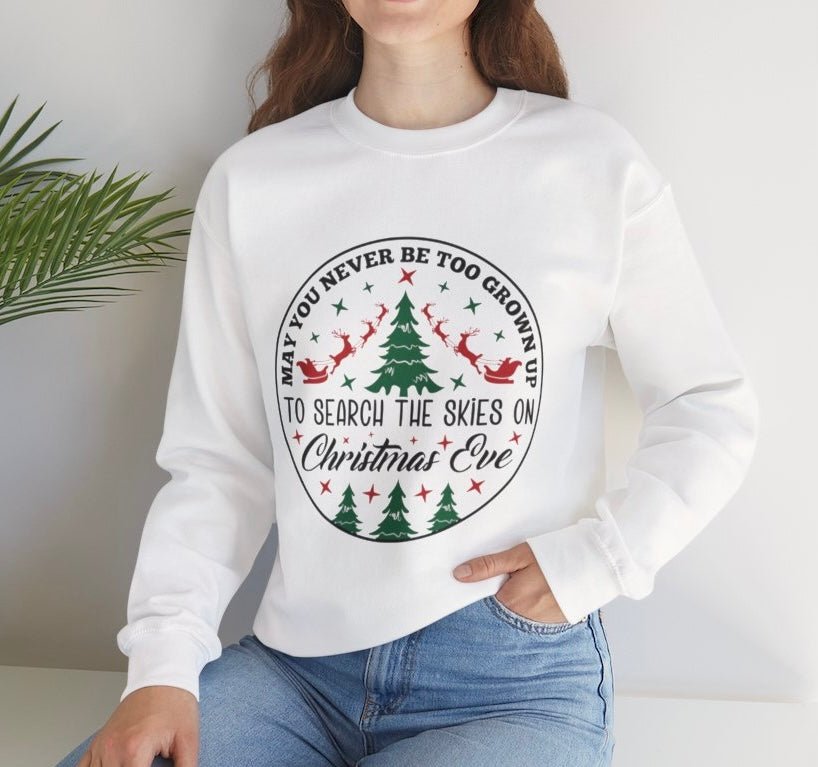 Christmas Eve Search The Skies Magic Holiday Crewneck Sweatshirt - Bold Printed Tees