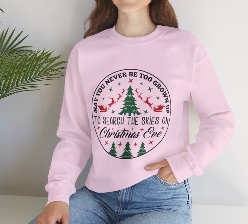 Christmas Eve Search The Skies Magic Holiday Crewneck Sweatshirt - Bold Printed Tees