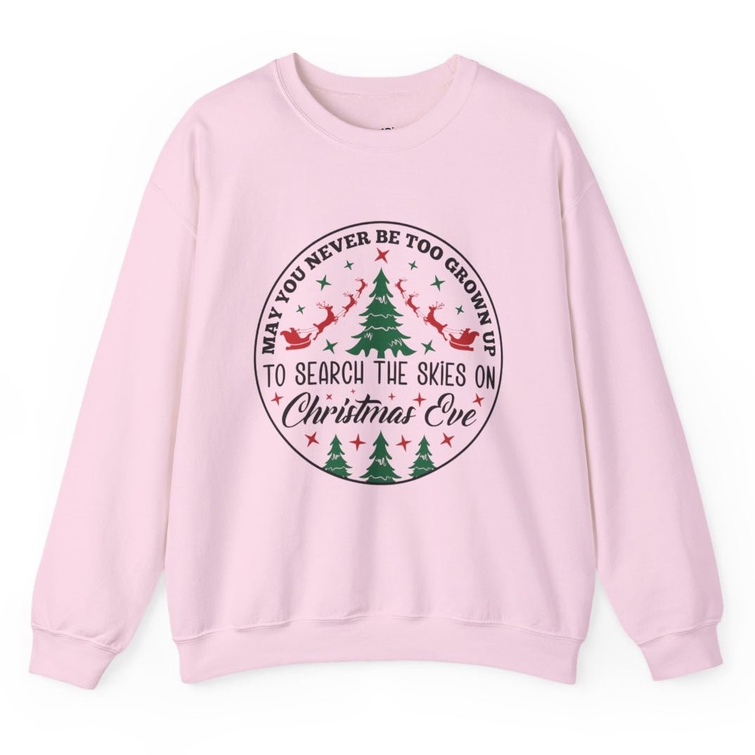 Christmas Eve Search The Skies Magic Holiday Crewneck Sweatshirt - Bold Printed Tees