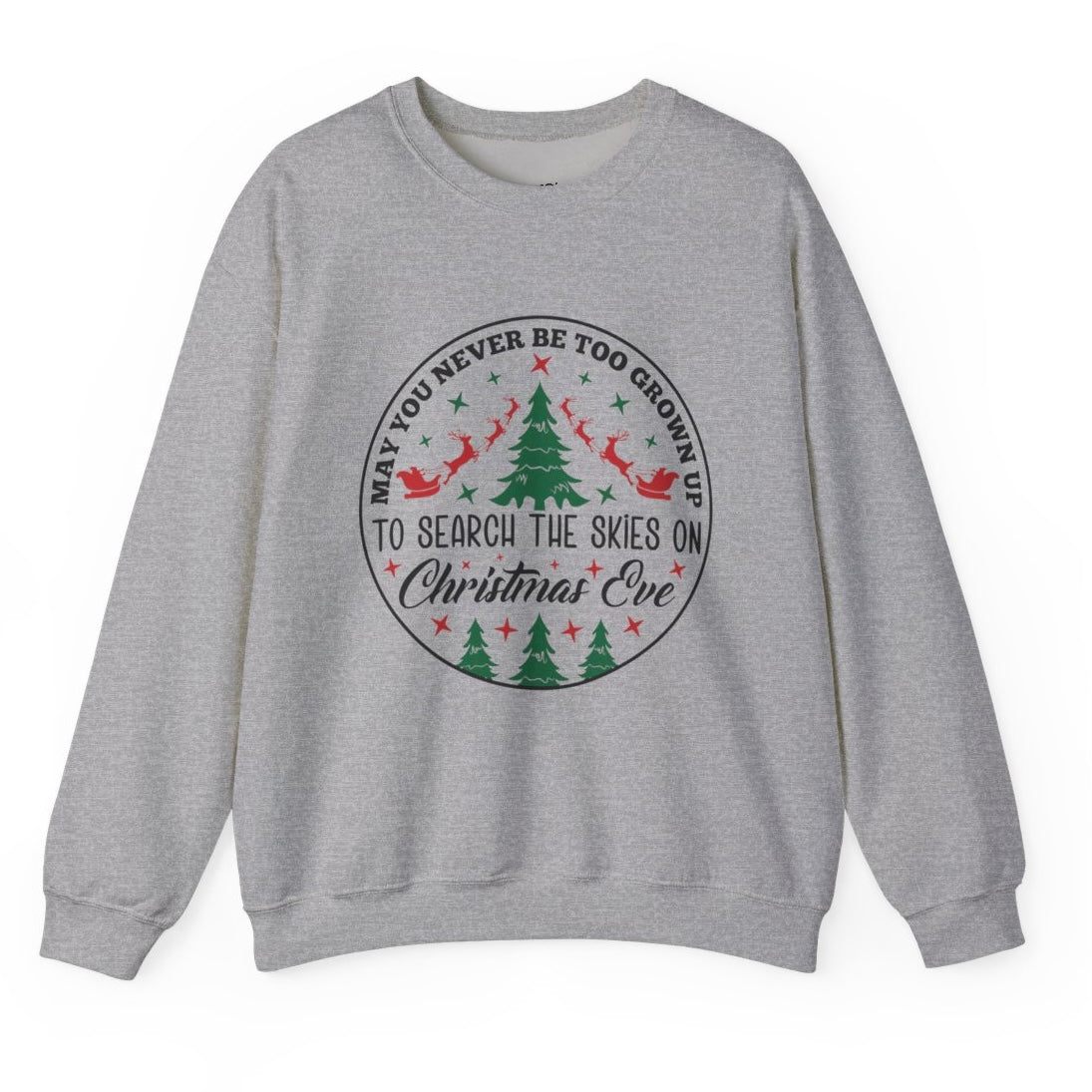 Christmas Eve Search The Skies Magic Holiday Crewneck Sweatshirt - Bold Printed Tees