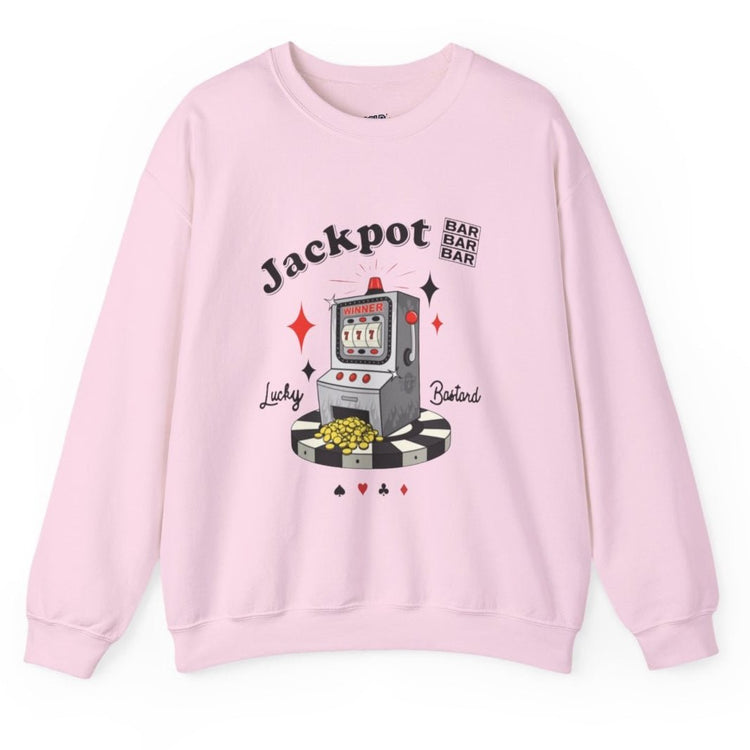 Jackpot Lucky Bastard Slot Machine Crewneck Sweatshirt - Bold Printed Tees
