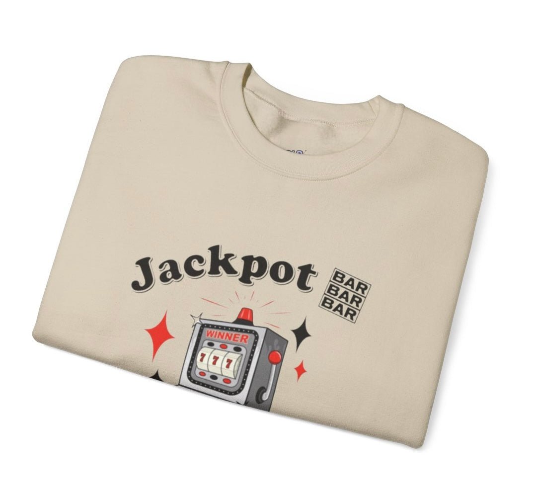 Jackpot Lucky Bastard Slot Machine Crewneck Sweatshirt - Bold Printed Tees