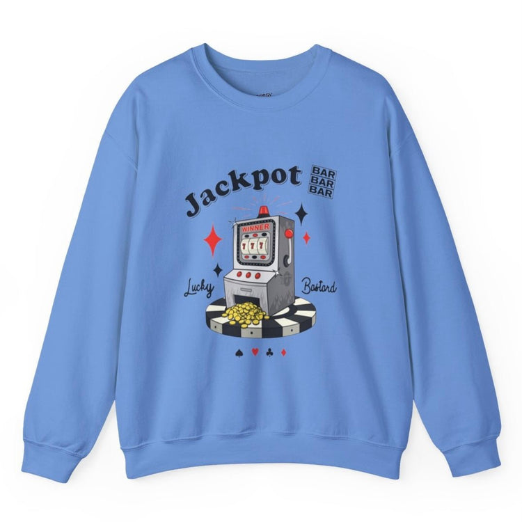 Jackpot Lucky Bastard Slot Machine Crewneck Sweatshirt - Bold Printed Tees