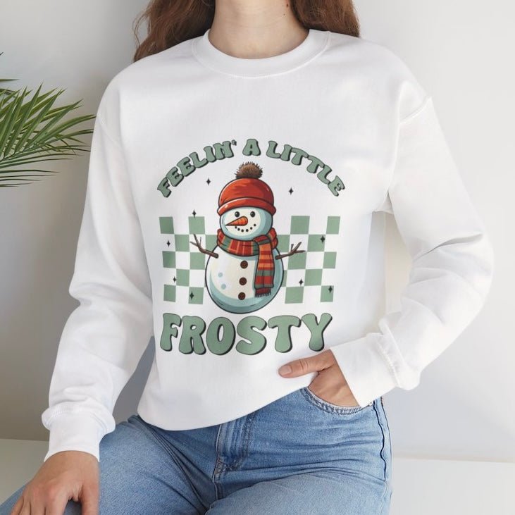 Feelin’ A Little Frosty Snowman Holiday Crewneck Sweatshirt - Bold Printed Tees