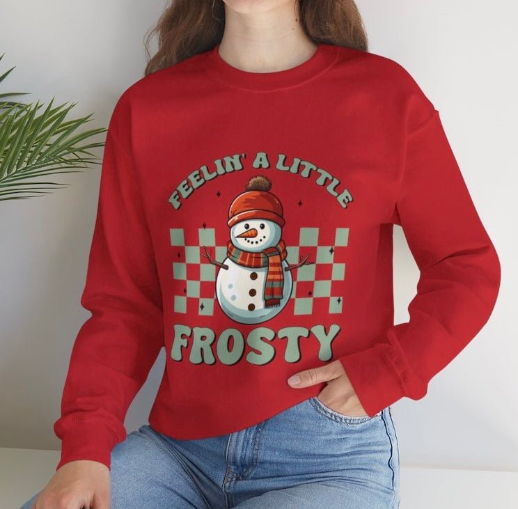 Feelin’ A Little Frosty Snowman Holiday Crewneck Sweatshirt - Bold Printed Tees