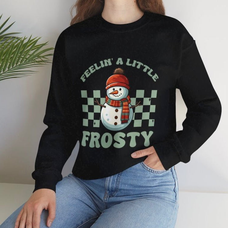 Feelin’ A Little Frosty Snowman Holiday Crewneck Sweatshirt - Bold Printed Tees