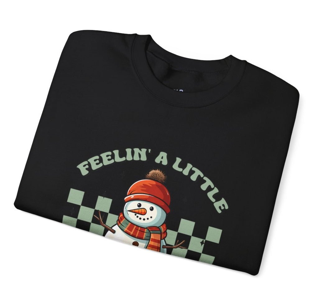 Feelin’ A Little Frosty Snowman Holiday Crewneck Sweatshirt - Bold Printed Tees