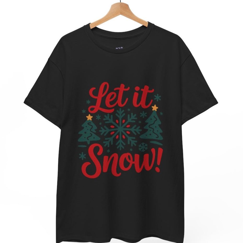 Let It Snow Christmas Snowflake Holiday T-Shirt - Bold Printed Tees