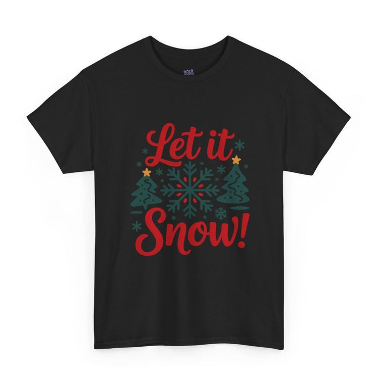 Let It Snow Christmas Snowflake Holiday T-Shirt - Bold Printed Tees