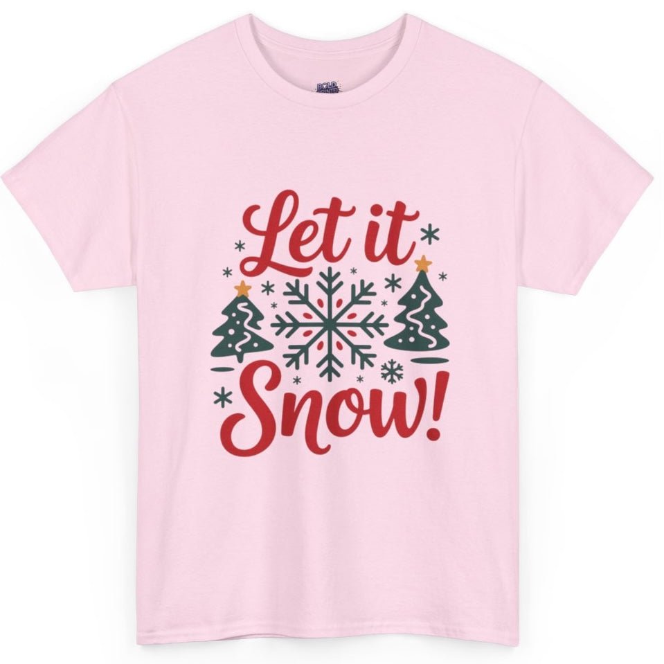 Let It Snow Christmas Snowflake Holiday T-Shirt - Bold Printed Tees