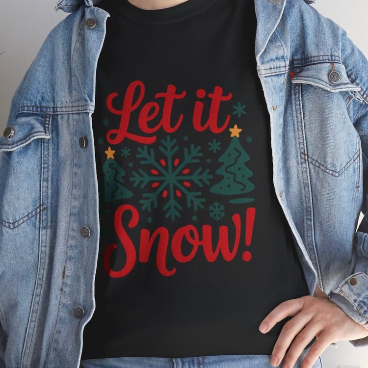 Let It Snow Christmas Snowflake Holiday T-Shirt - Bold Printed Tees