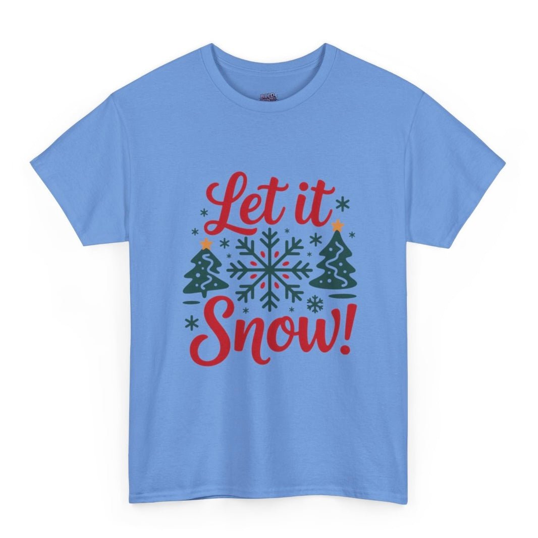 Let It Snow Christmas Snowflake Holiday T-Shirt - Bold Printed Tees