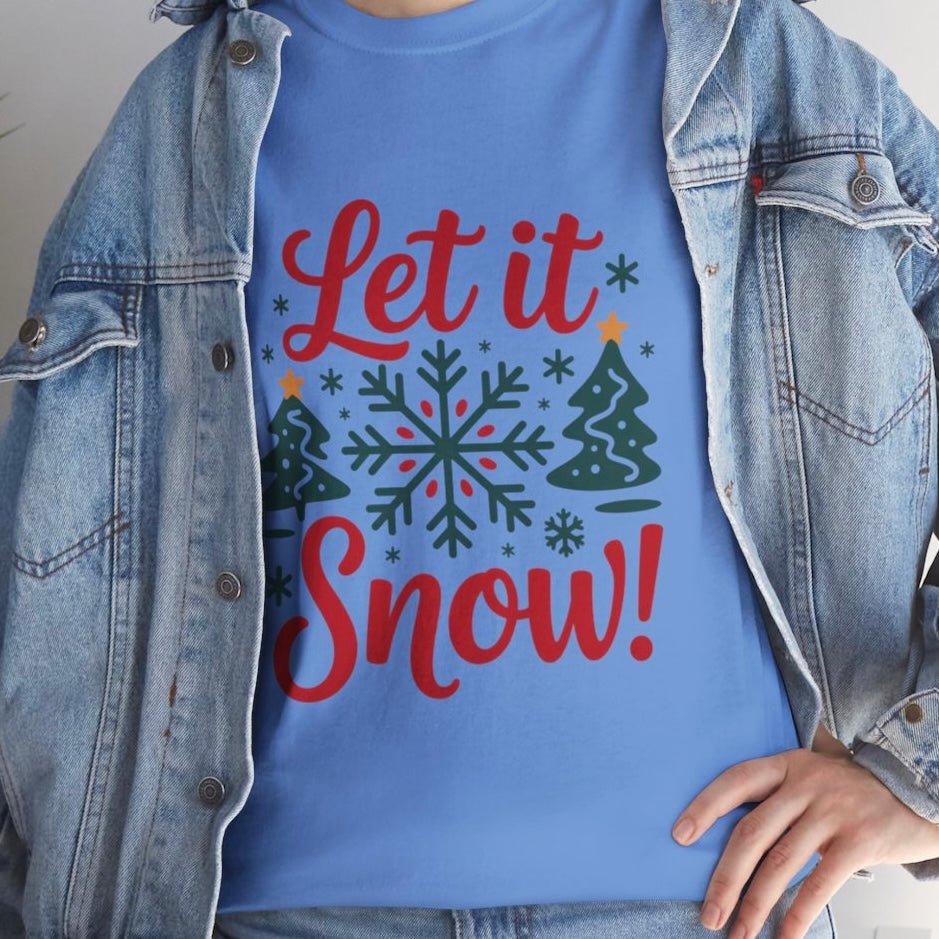 Let It Snow Christmas Snowflake Holiday T-Shirt - Bold Printed Tees