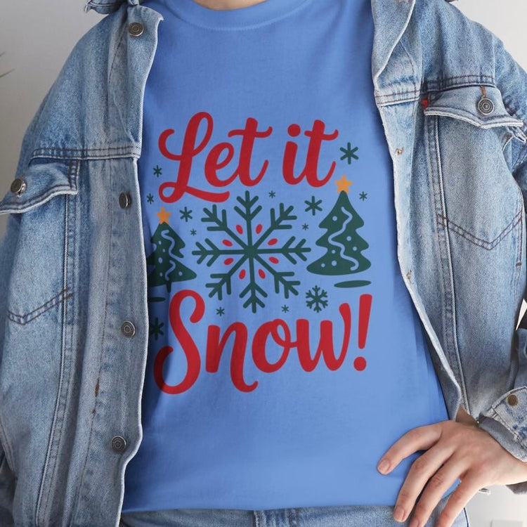 Let It Snow Christmas Snowflake Holiday T-Shirt - Bold Printed Tees