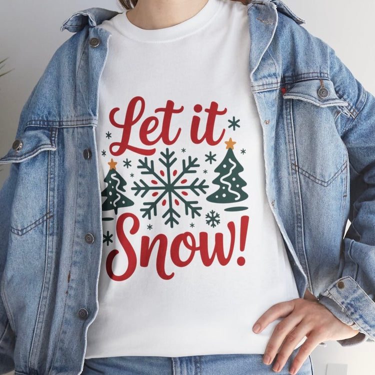 Let It Snow Christmas Snowflake Holiday T-Shirt - Bold Printed Tees