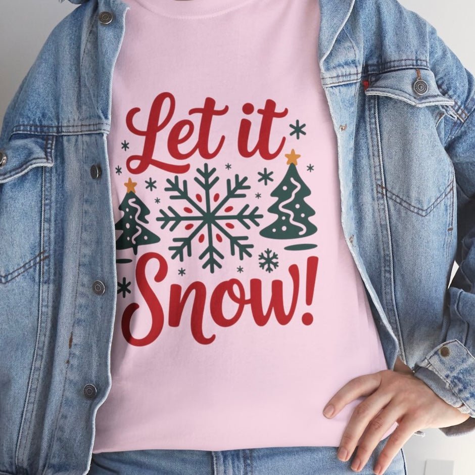 Let It Snow Christmas Snowflake Holiday T-Shirt - Bold Printed Tees
