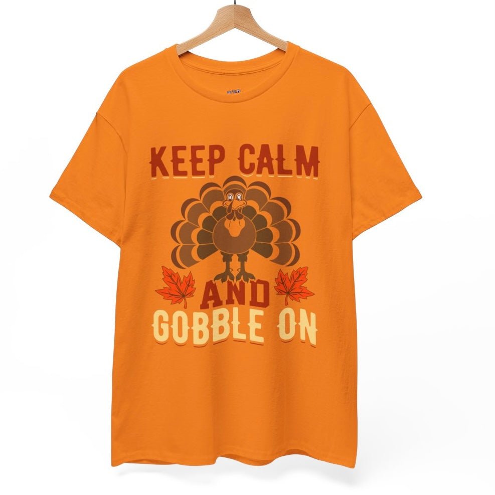 Keep Calm and Gobble On Holiday Thanksgiving T-Shirt - Bold Printed Tees