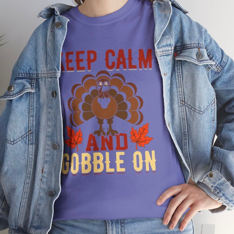 Keep Calm and Gobble On Holiday Thanksgiving T-Shirt - Bold Printed Tees