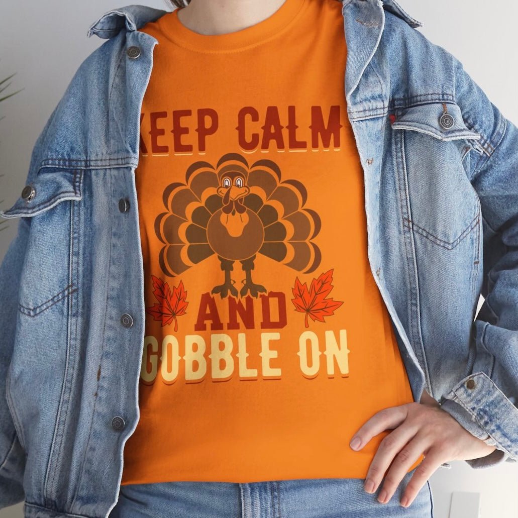 Keep Calm and Gobble On Holiday Thanksgiving T-Shirt - Bold Printed Tees