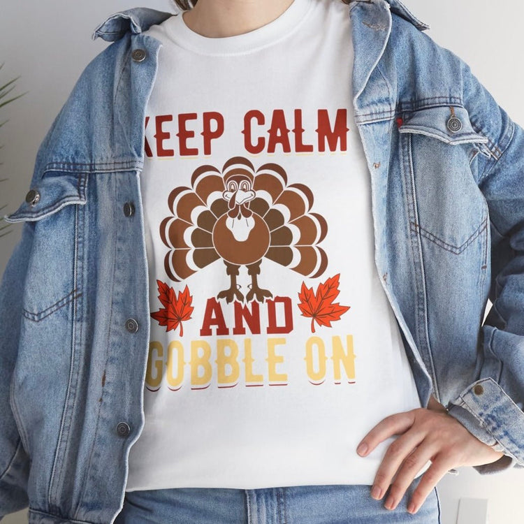 Keep Calm and Gobble On Holiday Thanksgiving T-Shirt - Bold Printed Tees