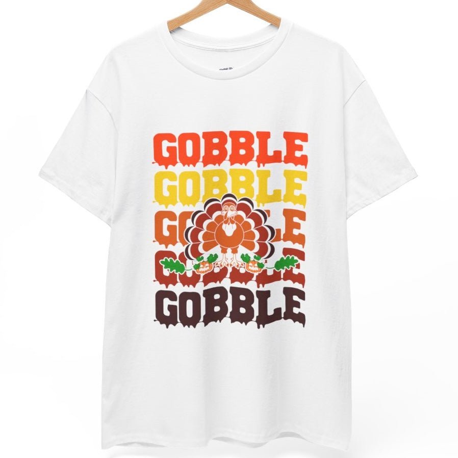 Gobble Gobble Gobble Turkey Holiday Thanksgiving T-Shirt - Bold Printed Tees