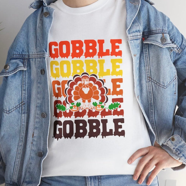 Gobble Gobble Gobble Turkey Holiday Thanksgiving T-Shirt - Bold Printed Tees
