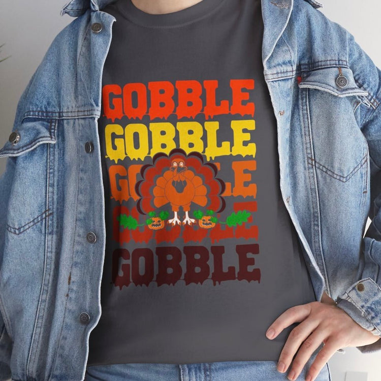 Gobble Gobble Gobble Turkey Holiday Thanksgiving T-Shirt - Bold Printed Tees